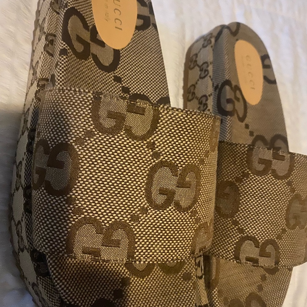 Gucci Beige Monogram Sandals